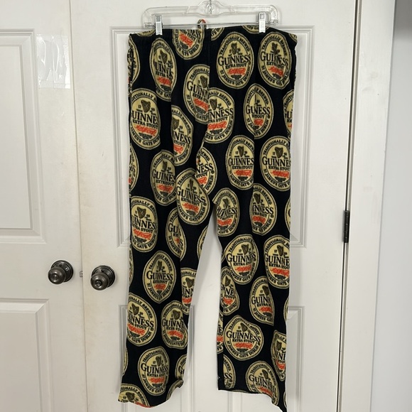 Guinness Logo flannel pajama Pants Black yellow size XL Lounge Drawstring pants - Picture 5 of 6